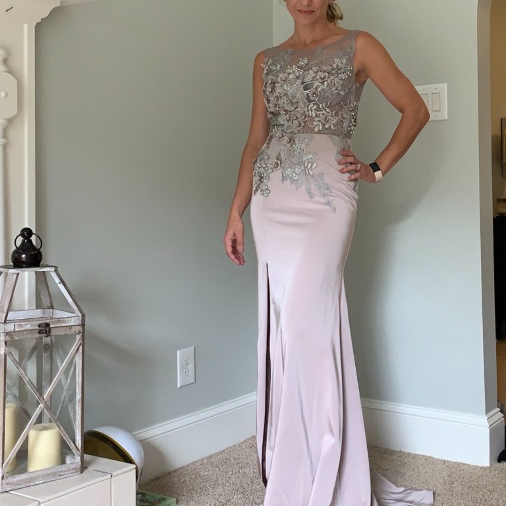 Terani Couture Floral Applique Gown Formal Pageant